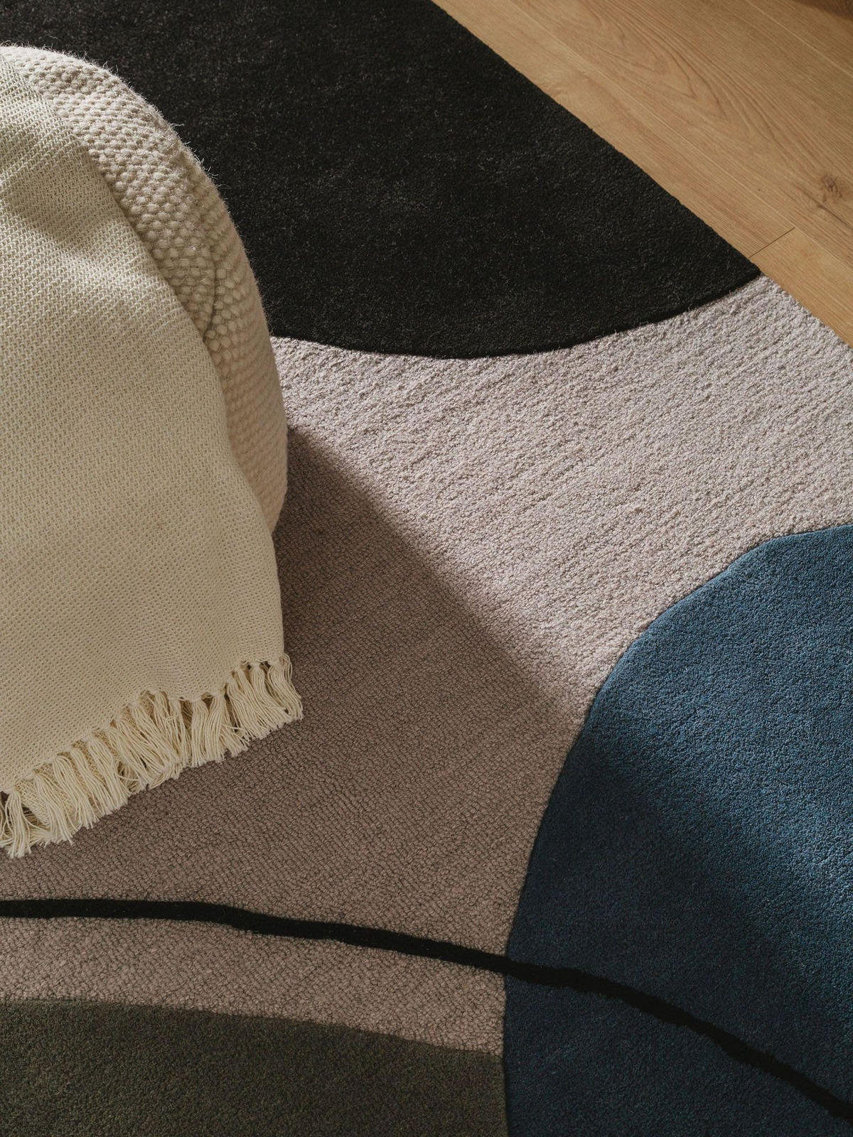 TEPPICH Wollteppich Kyoto Bunt - Multicolor, Textil (120/1cm) - KUNSTLOFT