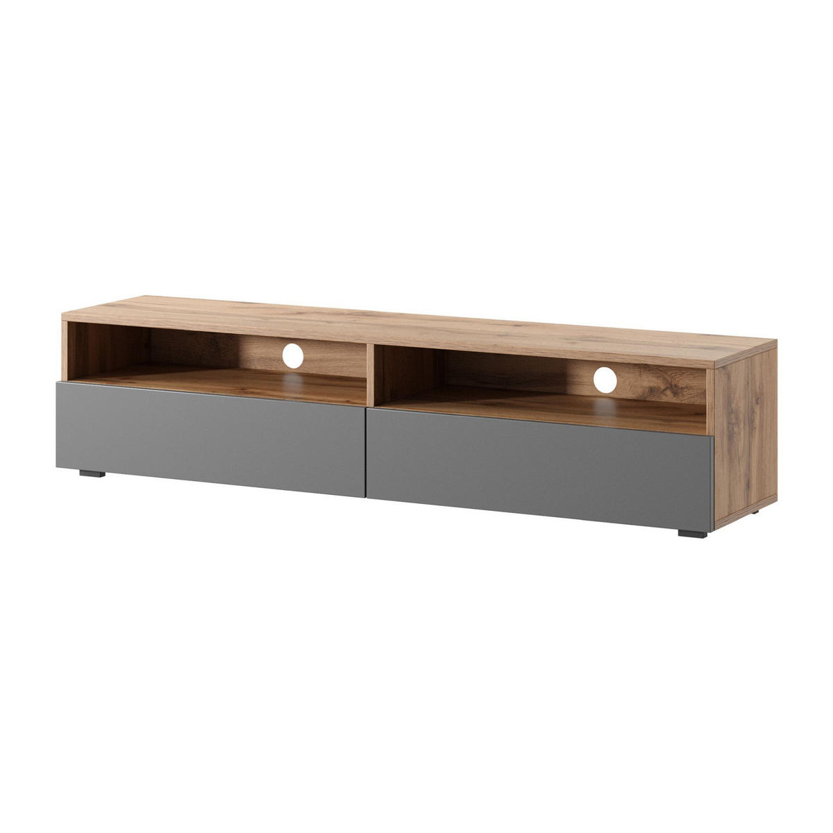 TV-LOWBOARD Rednaw mit LED Eiche/Grau Hochglanz 140 cm - Eichefarben/Grau, Holzwerkstoff (140/30/31cm) - Selsey