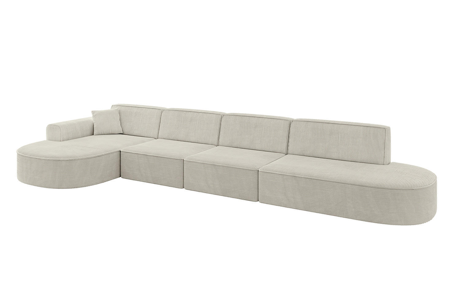 ECKSOFA Ottomane Links MARI-L3 - 402x163x73,5 cm Hellgrau Cord - Hellgrau/Schwarz, Holzwerkstoff/Kunststoff (165/406cm) - ALTDECOR