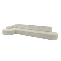 ECKSOFA Ottomane Links MARI-L3 - 402x163x73,5 cm Hellgrau Cord - Hellgrau/Schwarz, Holzwerkstoff/Kunststoff (165/406cm) - ALTDECOR