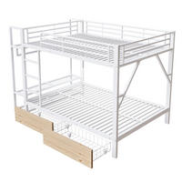 ETAGENBETT 140/200 cm Weiß mit LED-Lichtleiste, Kleiderstange, 2 Schubladen und mehrere Ablageflächen - Weiß, Metall (140/200cm) - Oxeza