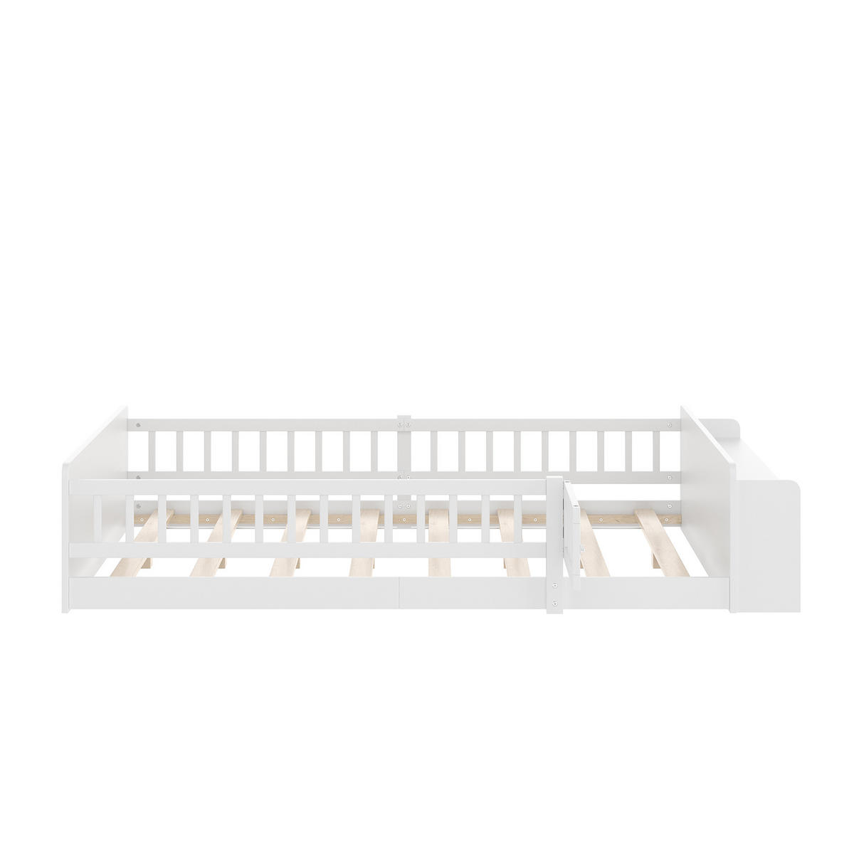 KINDERBETT 140/200 cm, Weiß mit offenem Stauraum - Weiß, Holz (140/200cm) - MIVRAY