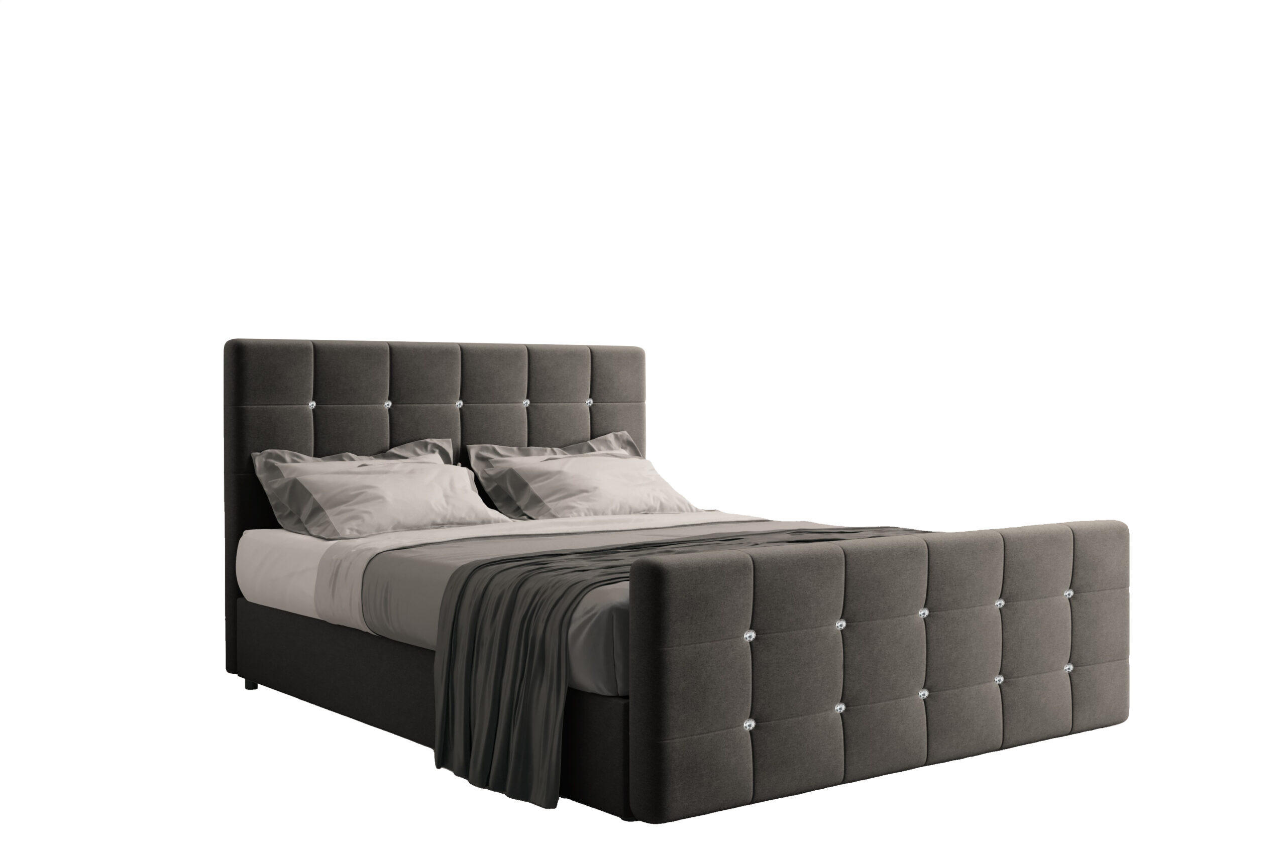 BOXBETT Mit Bettkasten Und Matratze Topper ROMA 160x200 cm Dunkelgrau H2-Pocket - Dunkelgrau/Dunkelblau, Holz/Holzwerkstoff (160/200cm) - Kaiser Möbel