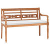 BATAVIA GARTENBANK MIT POLSTERN 120 CM TEAK - Creme, Holz/Textil (120/84/51.5cm) - vidaXL