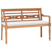 BATAVIA GARTENBANK MIT POLSTERN 120 CM TEAK - Creme, Holz/Textil (120/84/51.5cm) - vidaXL