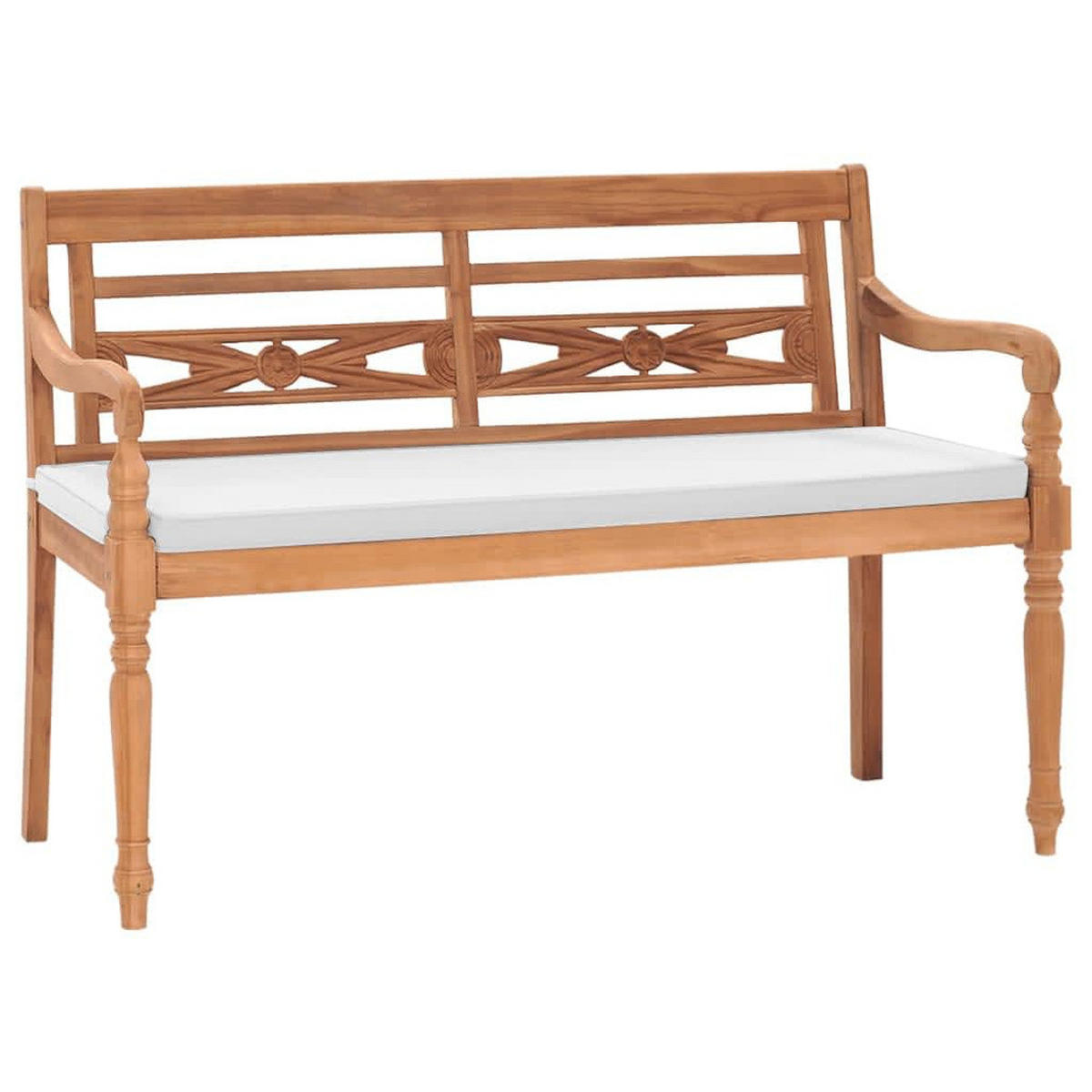 BATAVIA GARTENBANK MIT POLSTERN 120 CM TEAK - Creme, Holz/Textil (120/84/51.5cm) - vidaXL