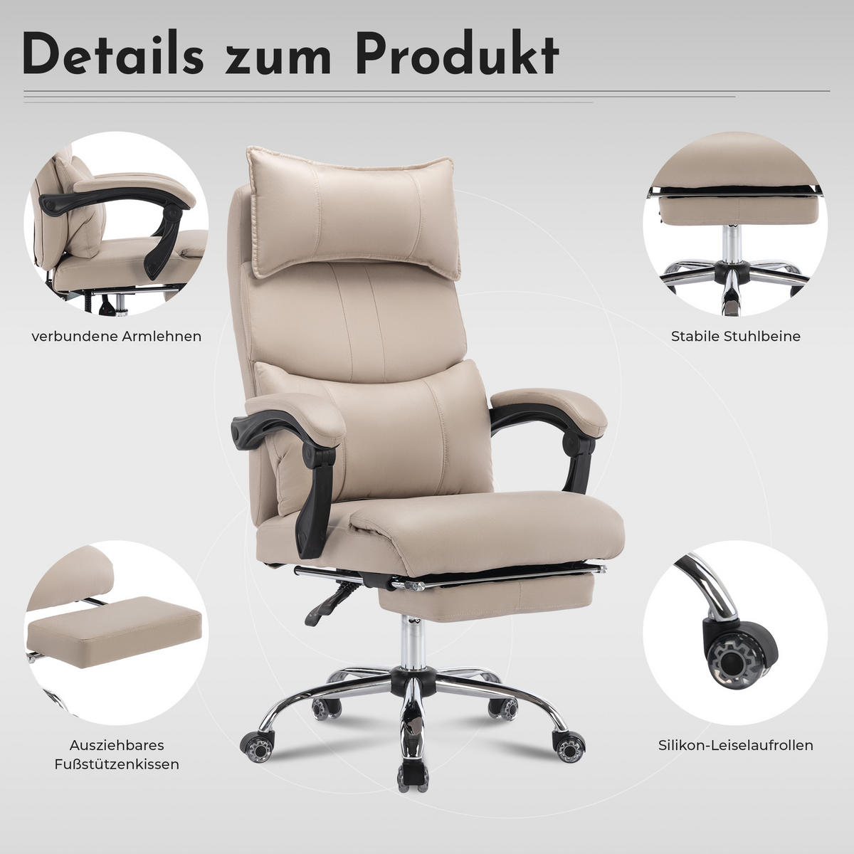 SNURRSTOLAR, tyg, ergonomiska, svankstöd, beige - Beige, Metall (48/120/65cm) - SHOPENTRA