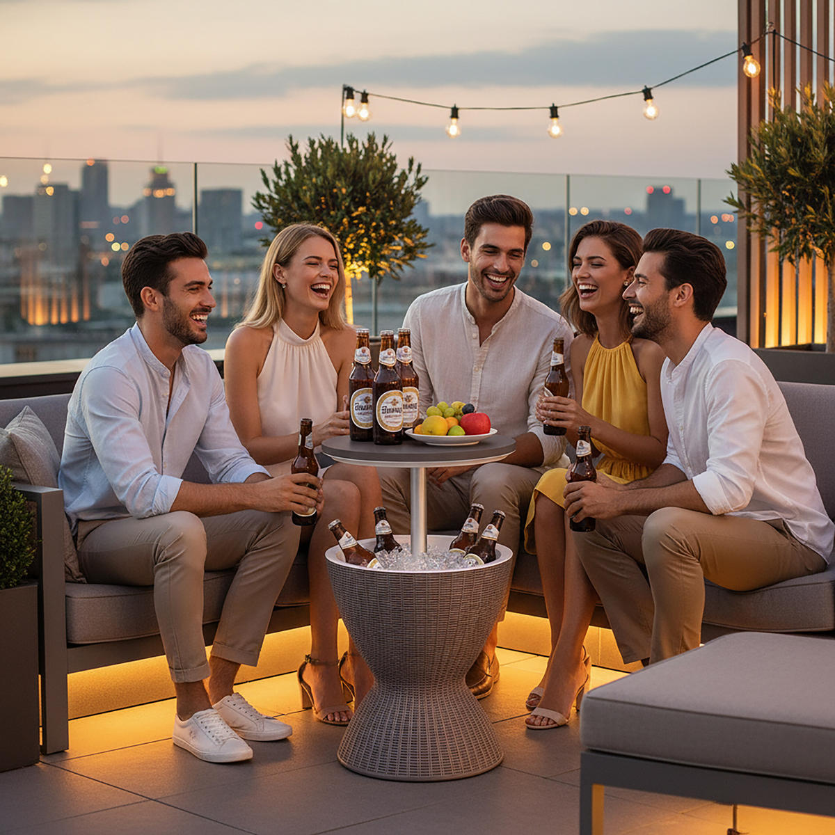 HLADNI bar - siva, metal/plastika (48.5/48.5/82cm) - Relaxdays