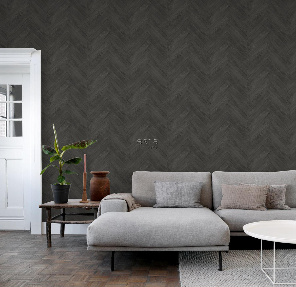 TAPETE Holzoptik 53 cm x 10.05 m - Schwarz, Papier (53/1000cm) - ESTAhome