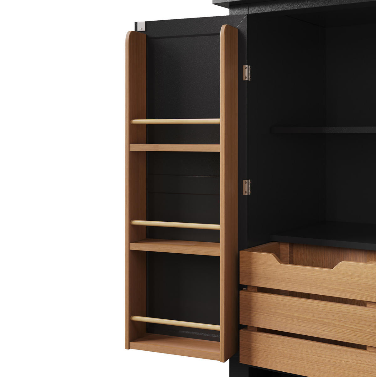 KÜCHENSCHRANK mit 5 Schubladen 80x40x140 cm Schwarz - Schwarz, Metall (40/140/80cm) - Meubliv