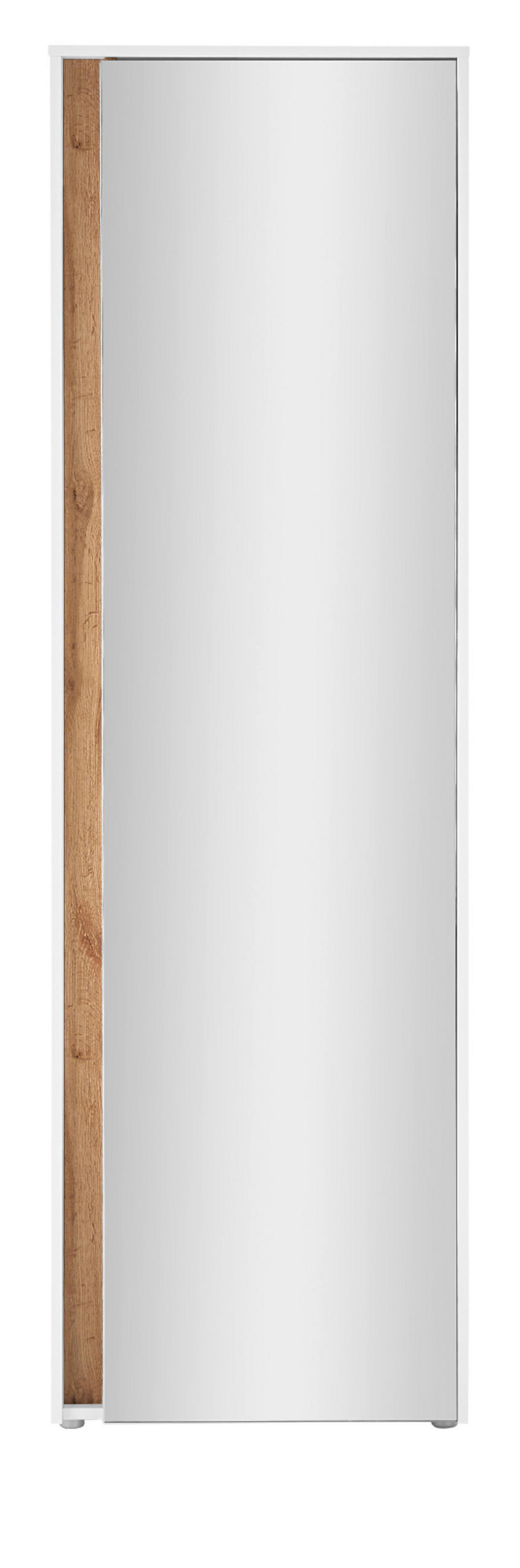 GARDEROBENSCHRANK weiß, Eiche Wotan 60 cm, Schuhschrank mit Spiegel - Eiche Wotan/Schwarz, Holzwerkstoff/Kunststoff (60/200/40cm) - Furn.Design