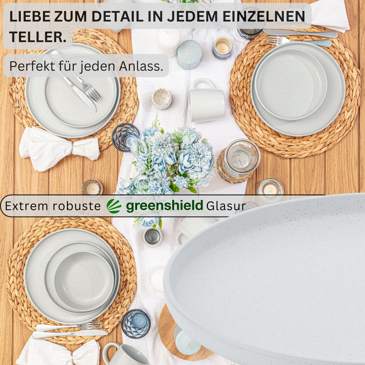 SPEISETELLER LEEDS FROST - 6 teilig aus Steingut - Weiß, Stein (26.5cm) - Sänger