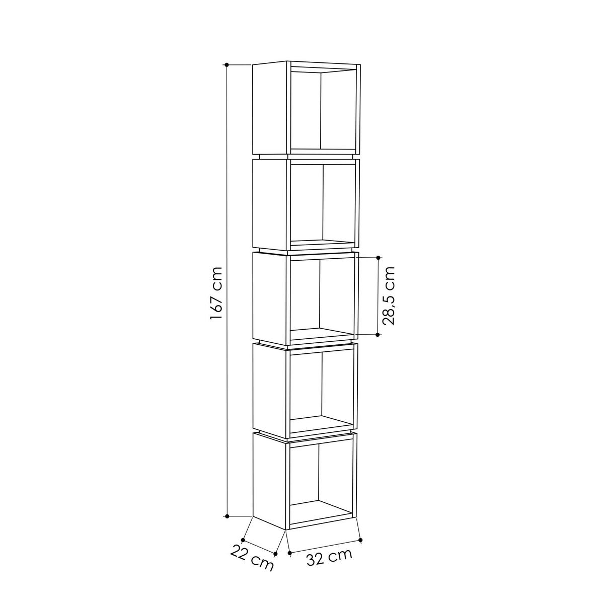 BÜCHERREGAL Multi Weiß 167/32/22 cm - Weiß, Holzwerkstoff (32/167/22cm) - Decortie