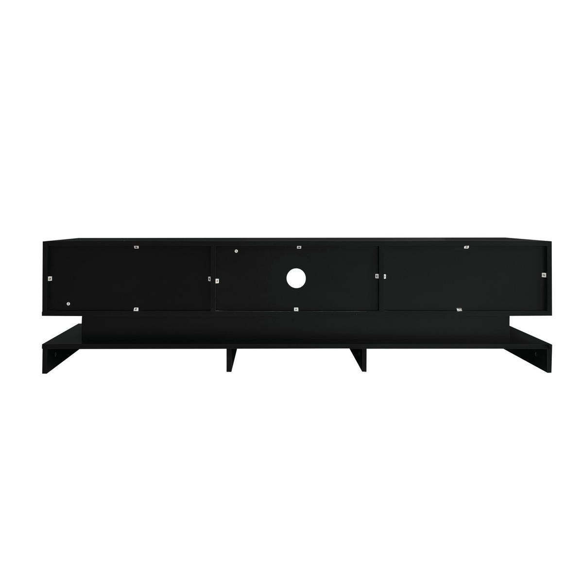 TV-SCHRANK 160/35/40,5 cm schwarz Hochglanz mit LED-Beleuchtung 2 Schubladen Anti-Kipp-Design - Schwarz, Holzwerkstoff (160/40.5/35cm) - OKWISH