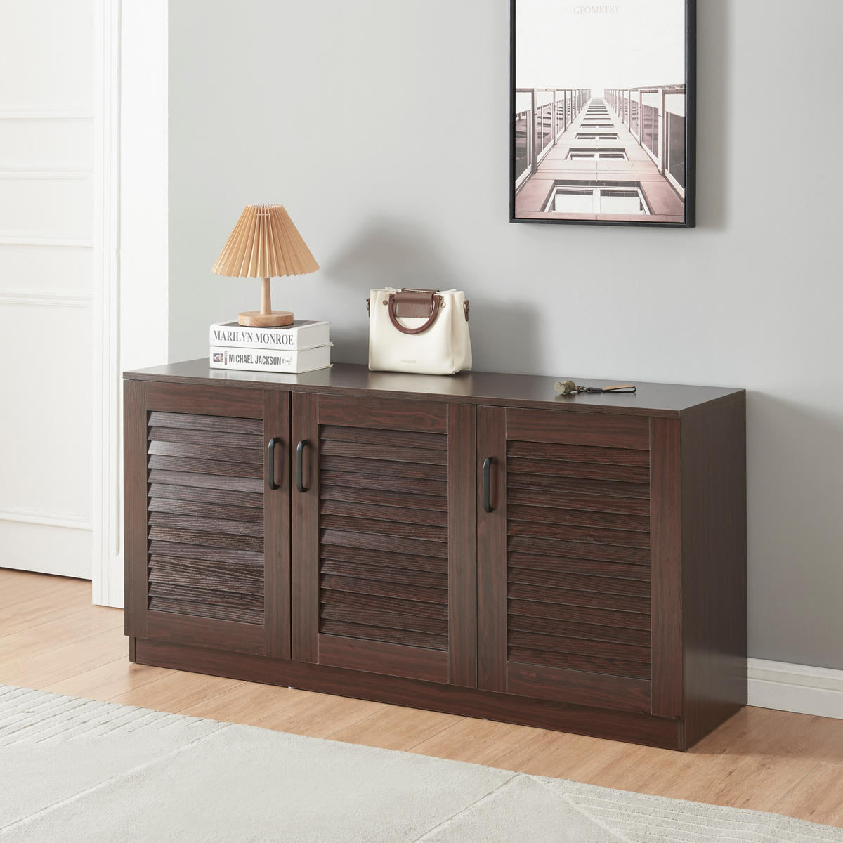 SCHUHSCHRANK Løten - Wengefarben, Holzwerkstoff (125/62/36cm) - [en.casa]