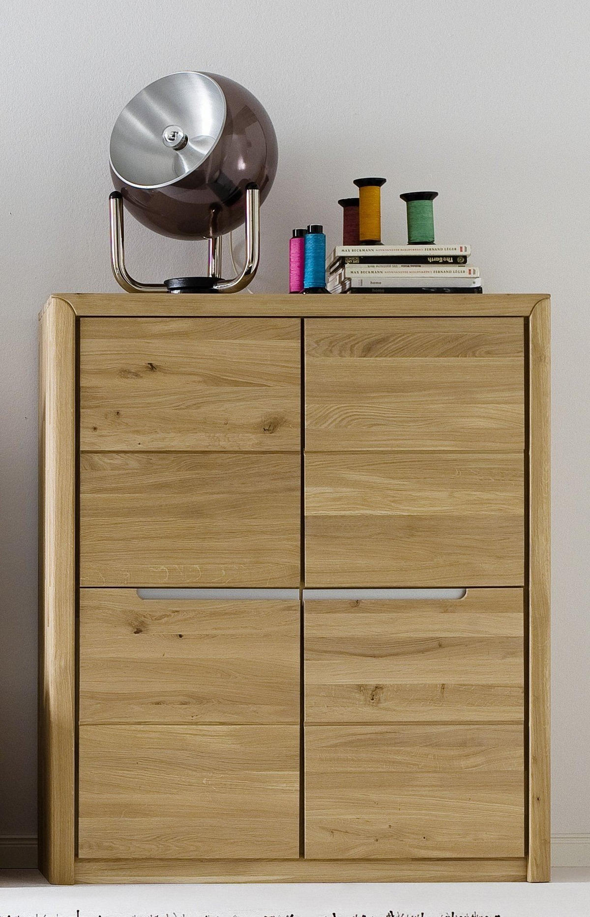 STAURAUMSCHRANK Ianka 114x134x41 aus Massivholz Wildeiche Bianco geölt - Wildeiche, Holz (114/134/41cm) - 58aufmkessel