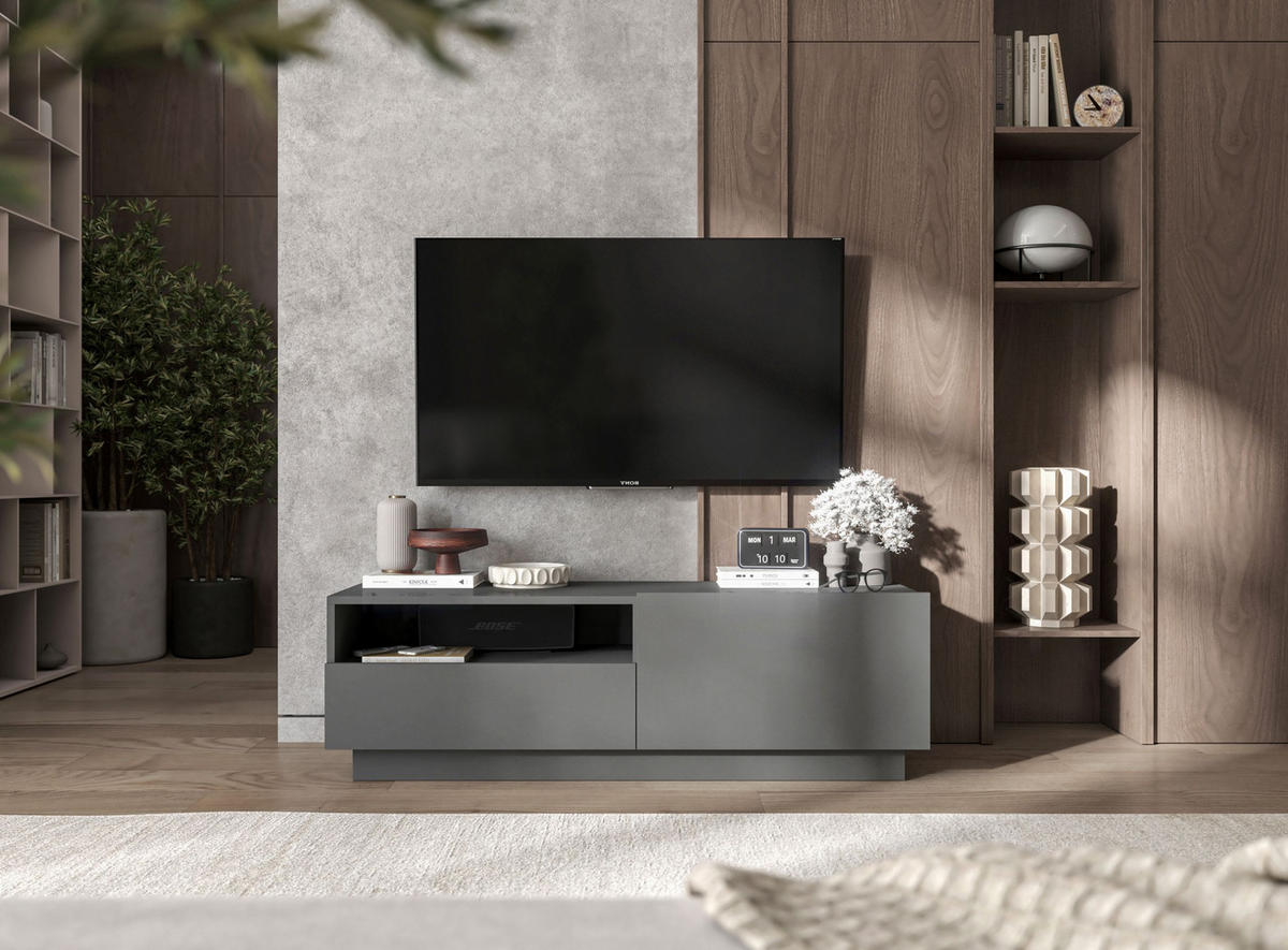 TV-SCHRANK Enjoy Graphit matt Loft Schublade 120 cm - Grau, Holzwerkstoff (120/37/35cm) - Meble Lindner