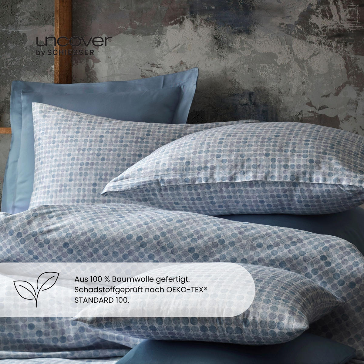 BETTWÄSCHESET Punto - Baumwollsatin - 2-teilig - 135x200cm - Hellblau - Hellblau, Textil (135/200cm) - Uncover by Schiesser