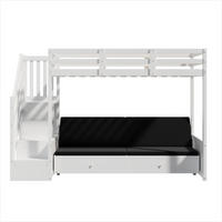 ETAGENBETT 90/200 cm DE-32821 mit Treppenschrank und Sofa Weiß - Weiß, Holz (90/200cm) - ComfortXL