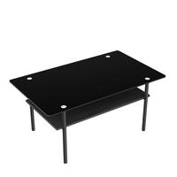 COUCHTISCH DE-37418 rechteckig mit schwarzer Glasplatte Schwarz - Schwarz, Metall (98/58/45cm) - ComfortXL