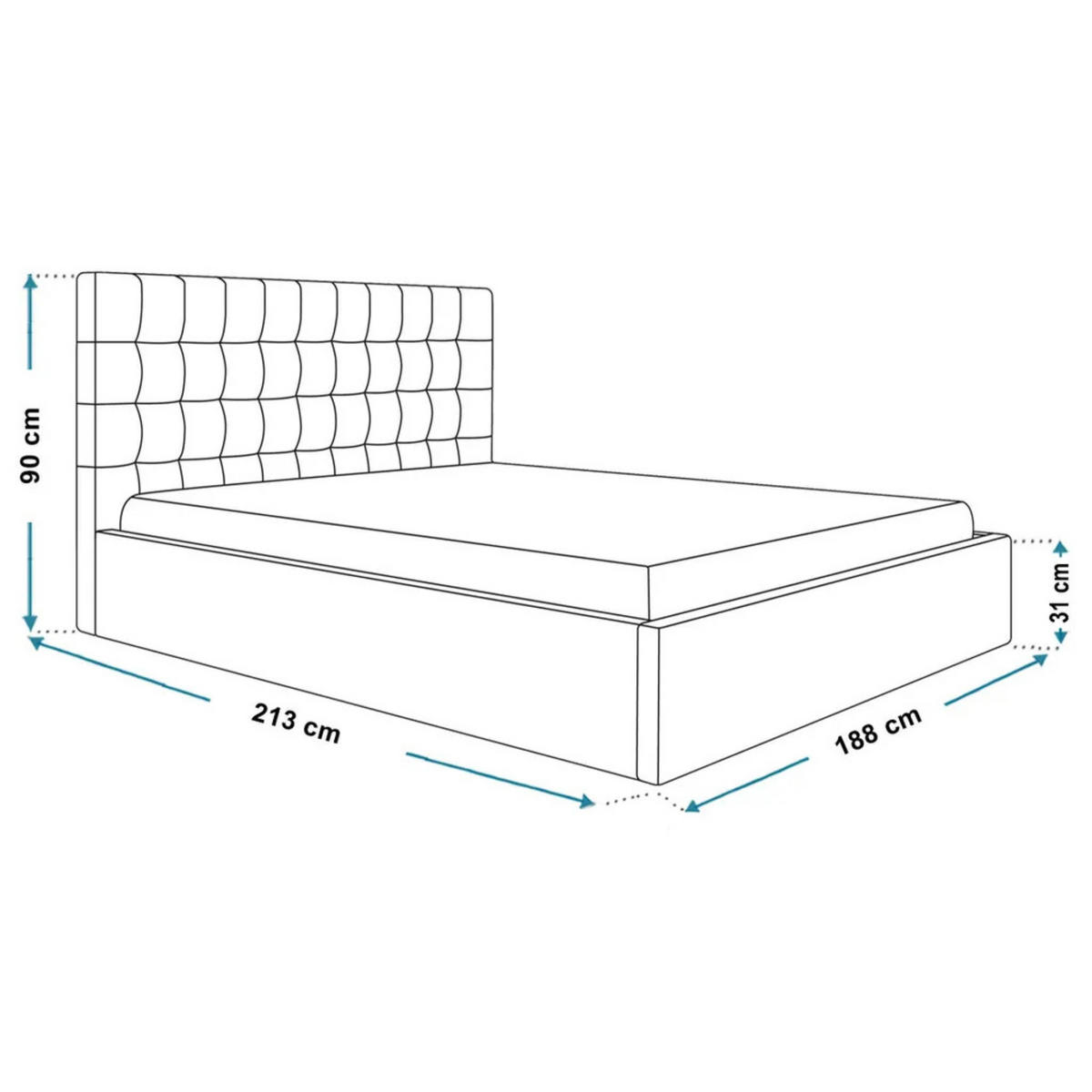 POLSTERBETT SIM 4 mit Kopfteil, 180 x 200 cm mit Bettkasten und Lattenrost aus Holz, Velourstoff, Farbe: Blau - Blau, Holz/Kunststoff (180/200cm) - Sepro Meble