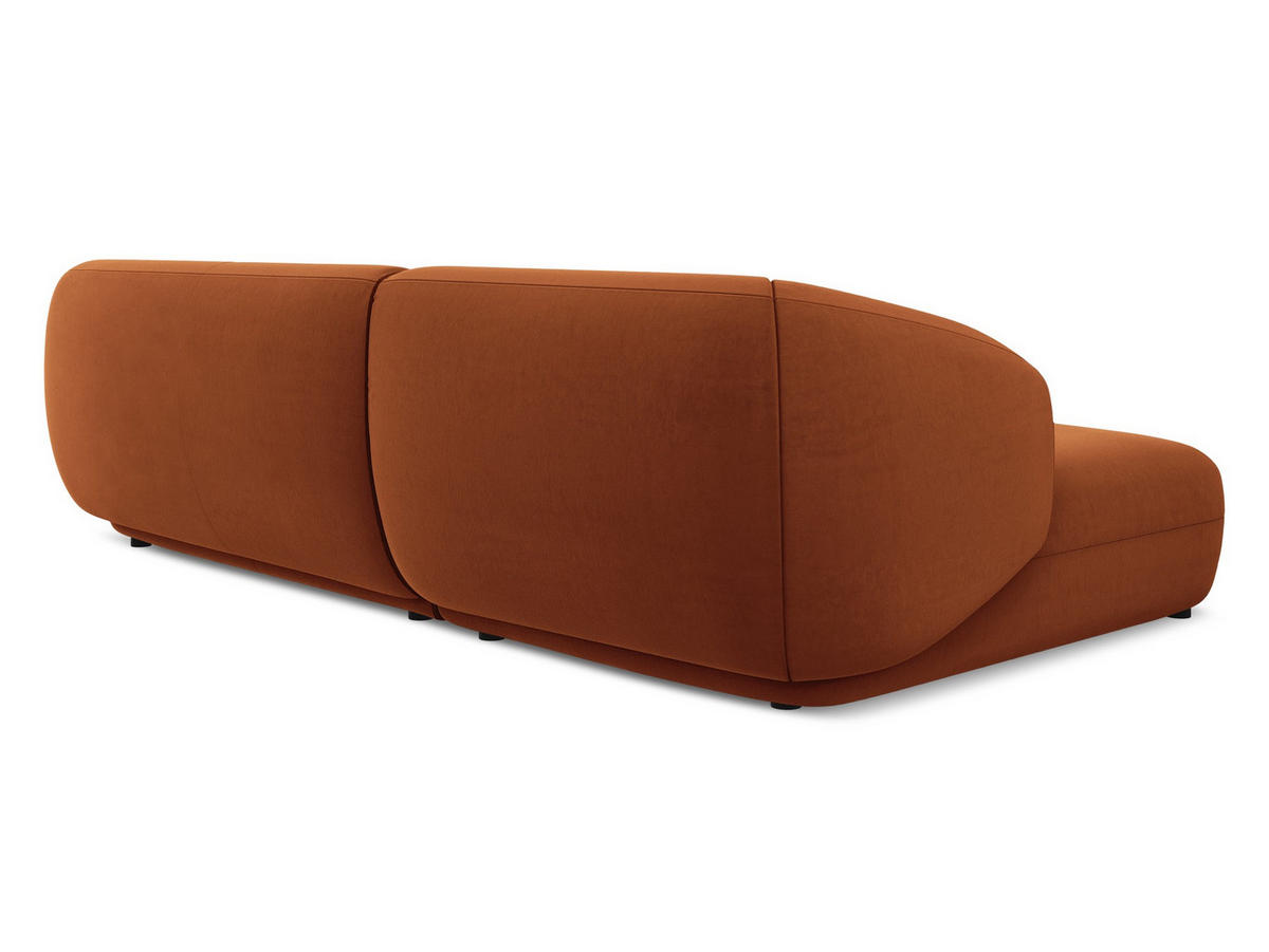 ECKSOFA Links Samt Stoff Orange - Terra cotta/Schwarz, Kunststoff/Textil (156/280cm) - Makamii