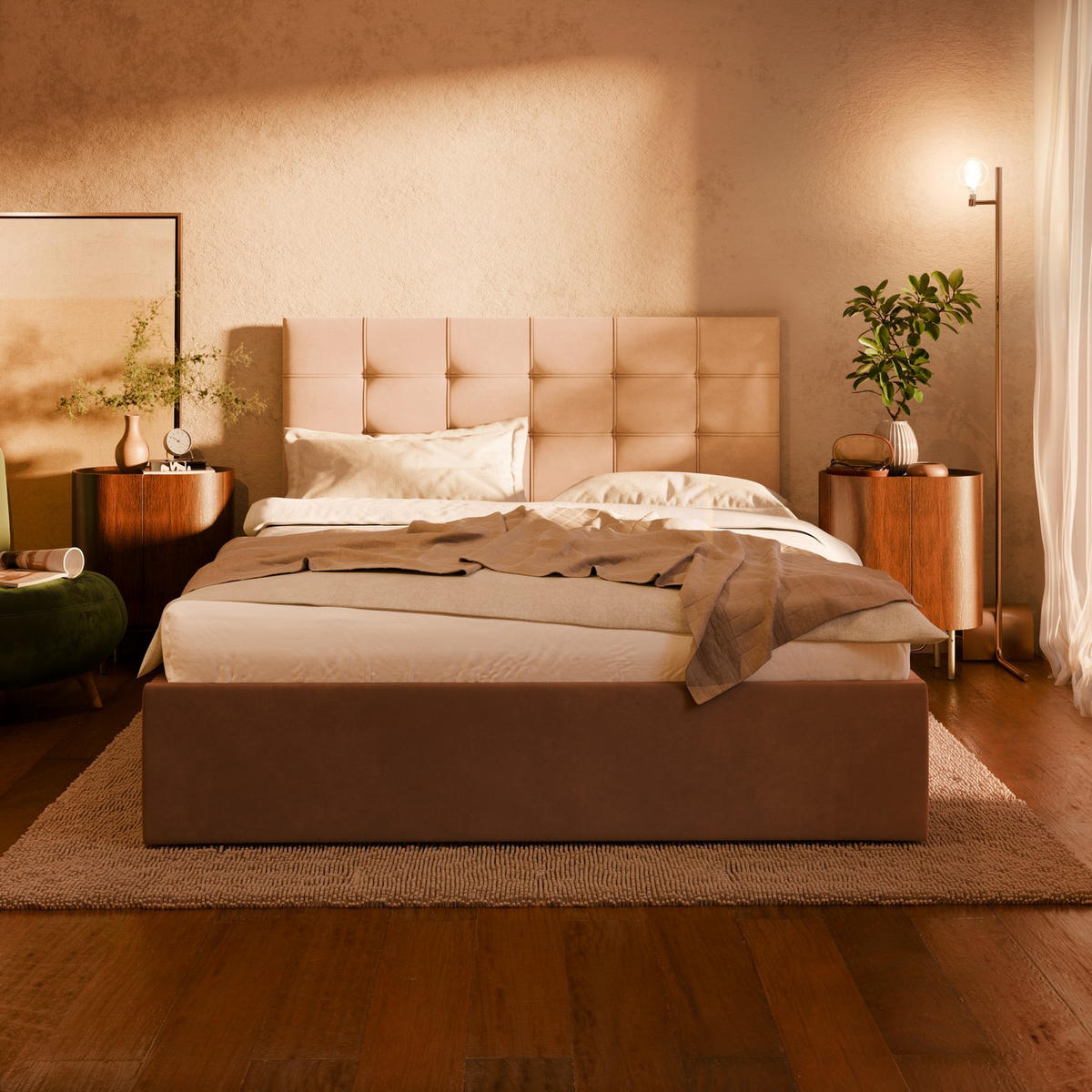 POLSTERBETT MIT KOPFTEIL 160x200 ohne Bettkasten SORIA, Beige - Creme, Textil (160/200cm) - Mebligo