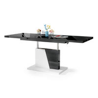 COUCHTISCH rechteckig Schwarz Hochglanz - Weiß matt ausziehbar höhenverstellbar - Schwarz Hochglanz/Weiß, Holzwerkstoff (70/120/60cm) - designimpex