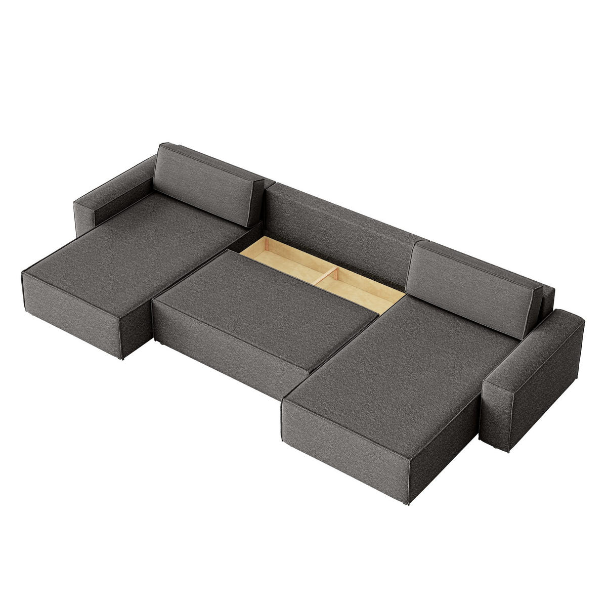 WOHNLANDSCHAFT Lummo U mit Schlaffunktion, Graphit - Graphitfarben, Textil (386/70/185cm) - Fedve