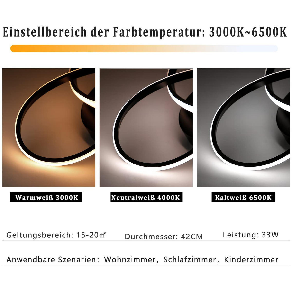 LED-DECKENLEUCHTE Möbius 40/40/14 cm - Schwarz, Kunststoff (40/40/14cm) - Nettlife