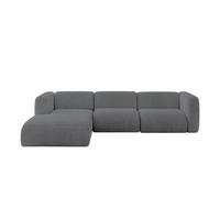 ECKSOFA Ottomane Links MIRA-L2 318x179x89 Dunkelgrau Cord - Dunkelgrau/Schwarz, Holzwerkstoff/Kunststoff (318/179cm) - ALTDECOR