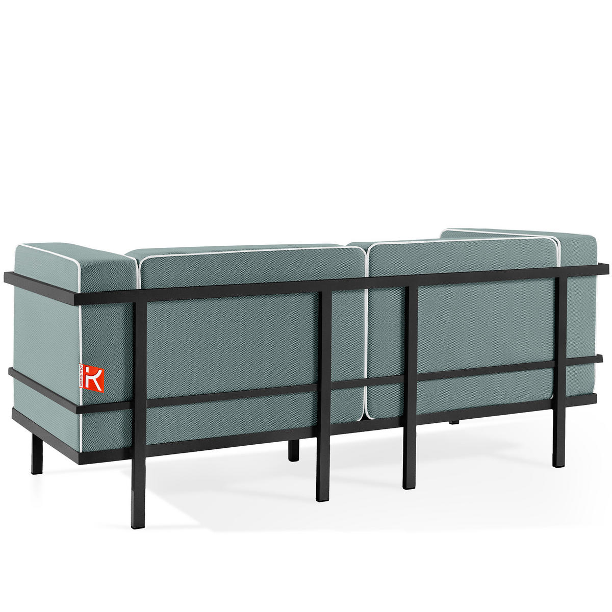 GARTENLOUNGE-SET TRIGLO 4-tlg., 1x Tisch, 2x Sessel, 1x Sofa 2-Sitzer, Modern, Dunkelgrau - Dunkelgrün/Dunkelgrau, Glas/Textil - KONSIMO®