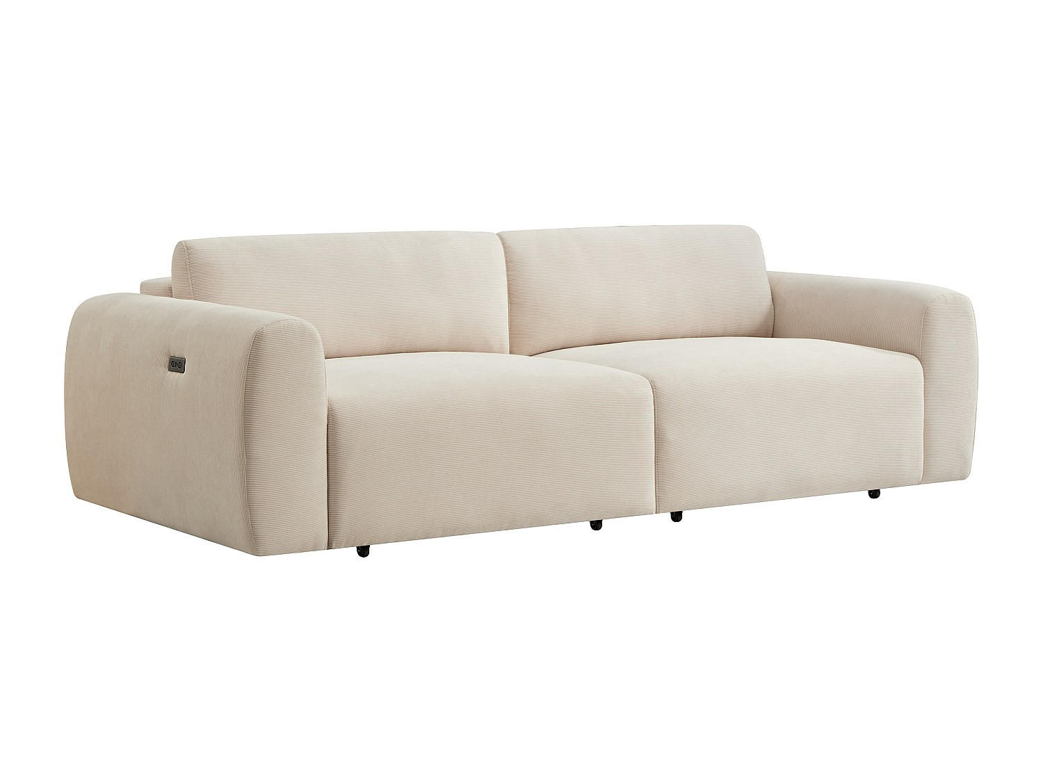 SOFA 4-Sitzer mit elektrisch ausziehbarer Sitzfläche – Feincord-Samt Beige – PASTARO - Beige, Textil (242/75/109cm) - Vente-Unique