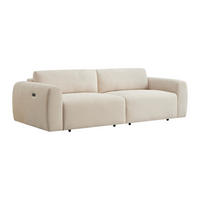 SOFA 4-Sitzer mit elektrisch ausziehbarer Sitzfläche – Feincord-Samt Beige – PASTARO - Beige, Textil (242/75/109cm) - Vente-Unique