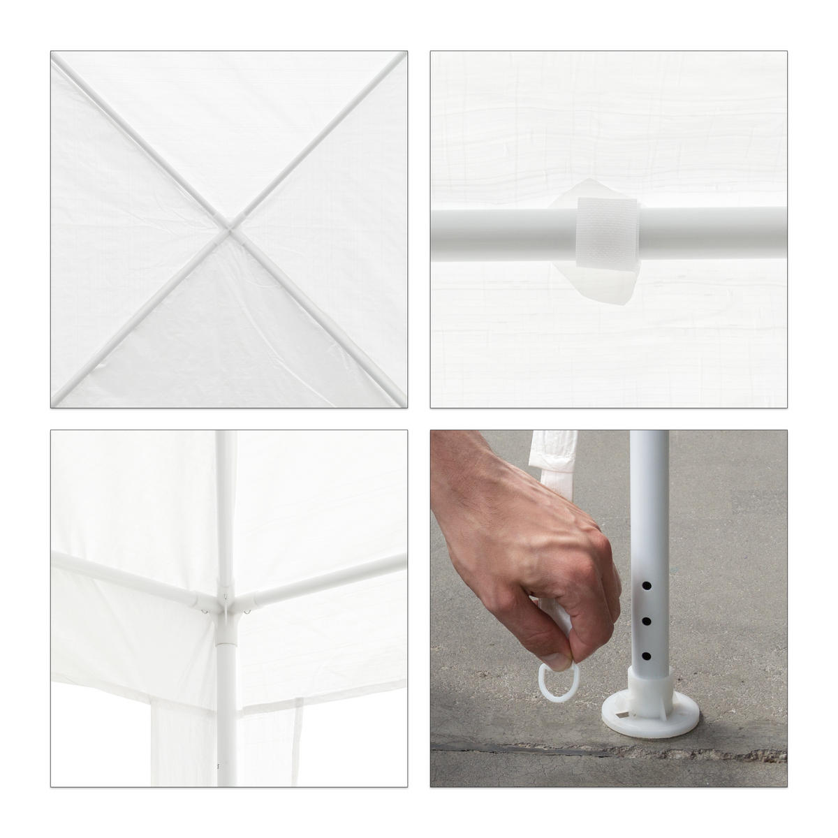 PAVILÓN - biela, kov/plast (300/250/300cm) - Relaxdays