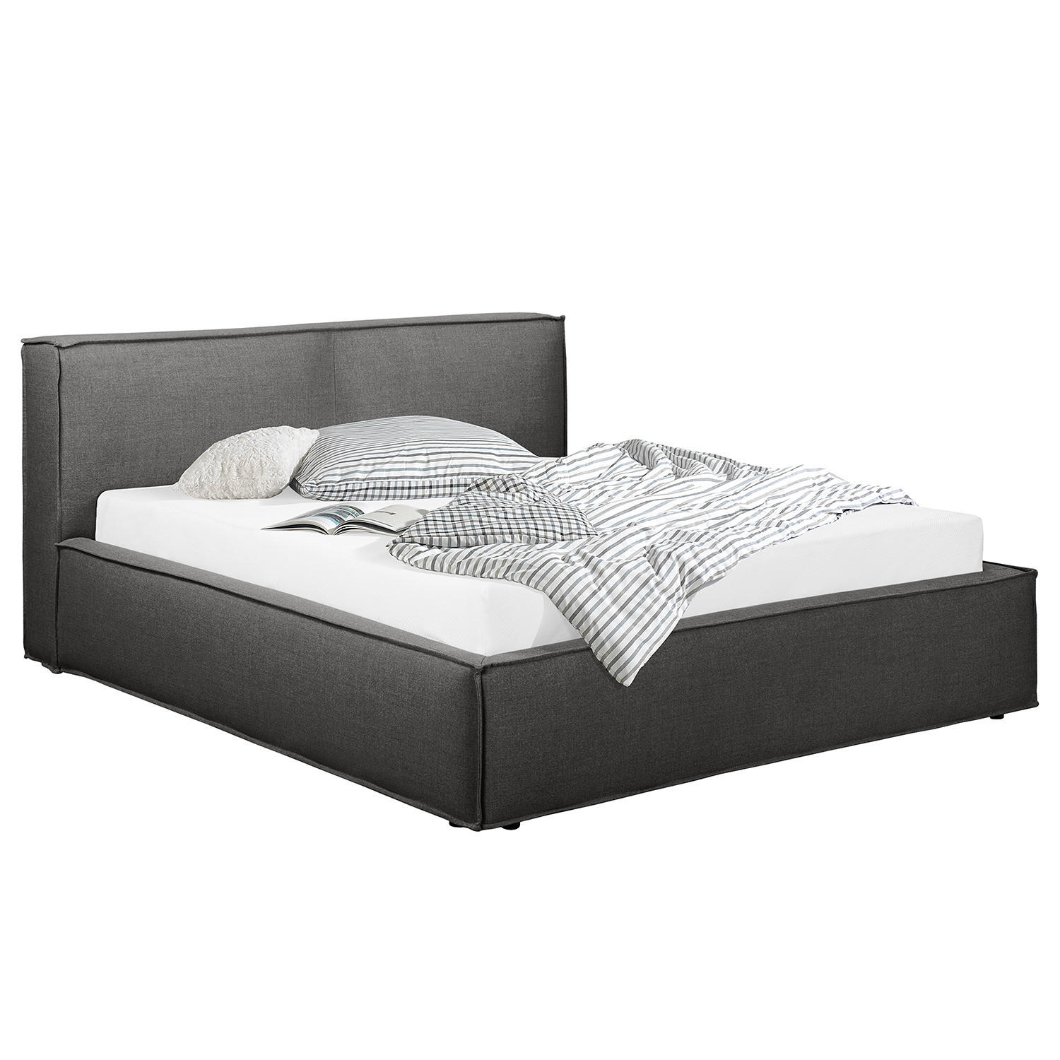 POLSTERBETT - Anthrazit, Textil (140/200cm) - home24