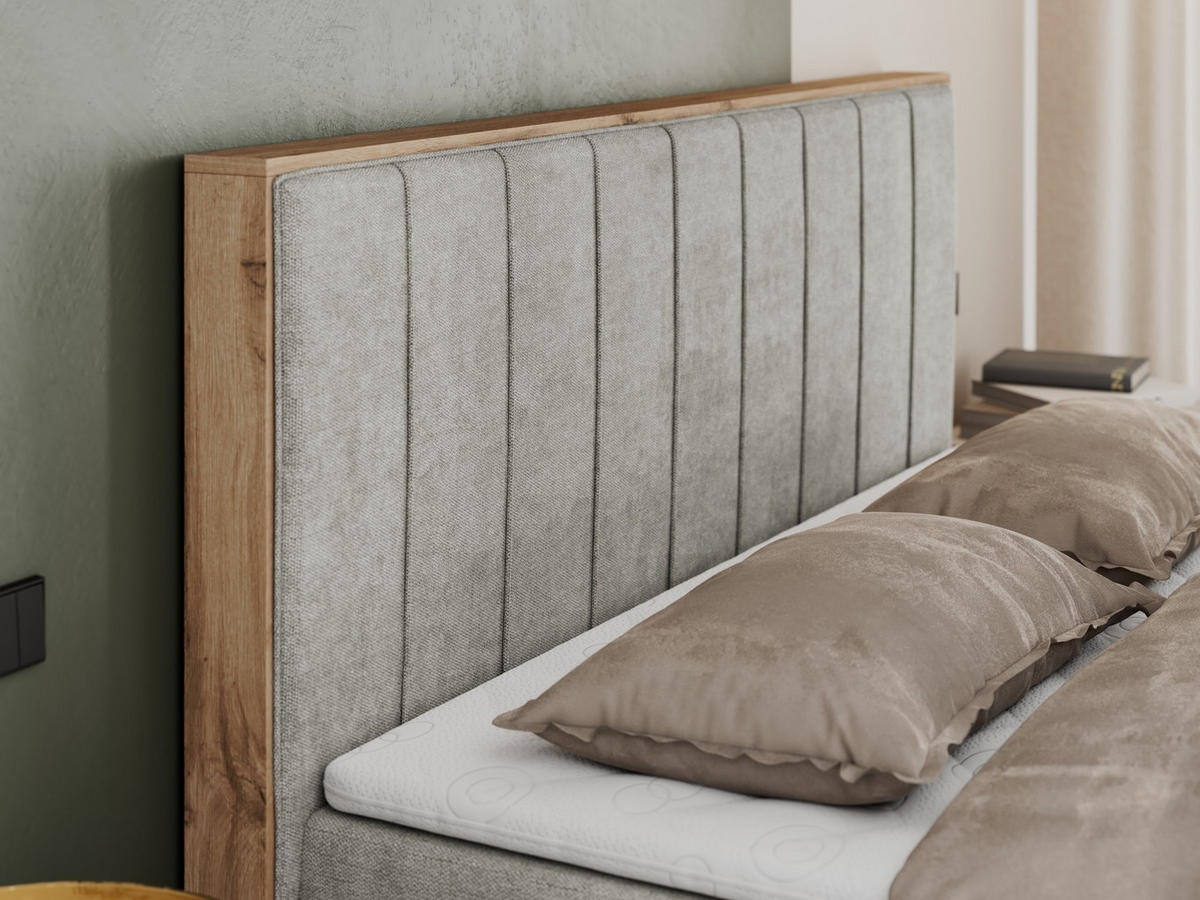 BOXBETT BELLISSIMO 140/200 Hellgrau Struktur - H3 - Hellgrau, Holz/Textil (140/200cm) - MKS