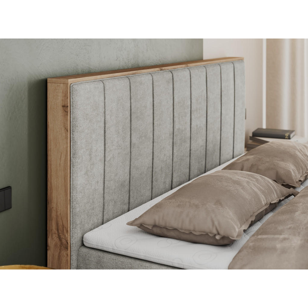 Thumbnail - MKS Boxbett, Hellgrau, Textil, 2-Sitzer, H3, Rechteckig, 140x200 cm, Schlafzimmer, Betten, Boxspringbetten