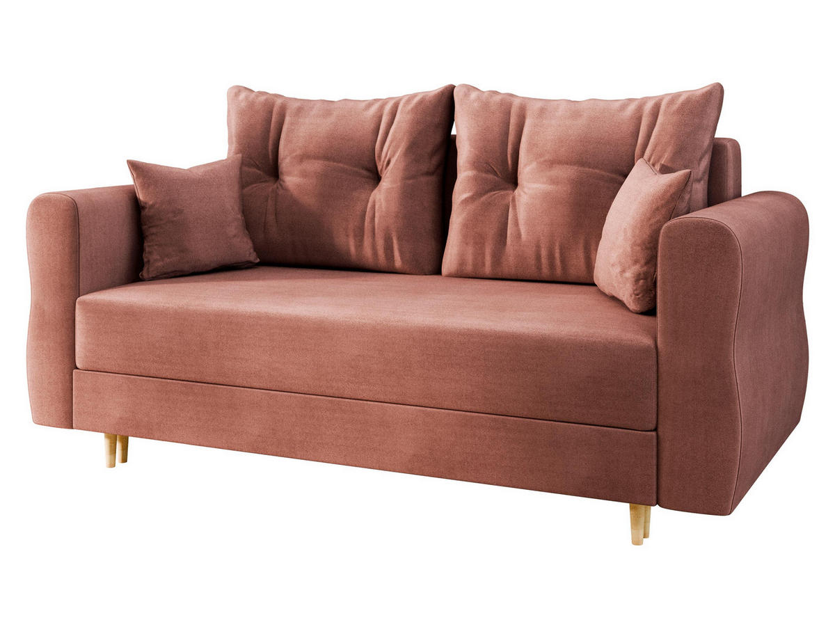 SCHLAFSOFA Zako 2 - Dunkelrosa/Naturfarben, Holz/Textil (167/85/77cm) - MIRJAN24