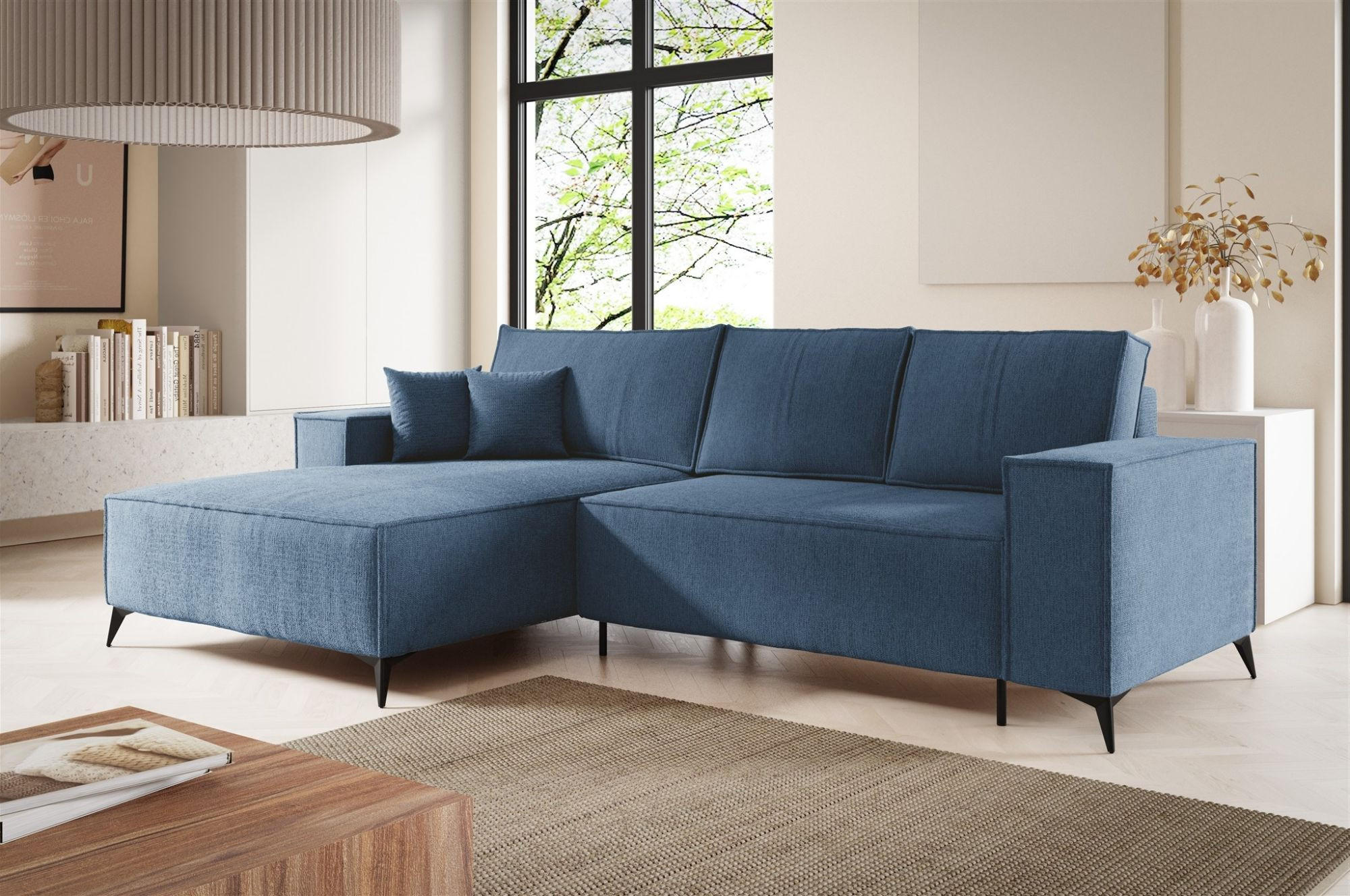 ECKSOFA Fiore - Dunkelblau, Holzwerkstoff/Textil (294/185cm) - Fun Möbel