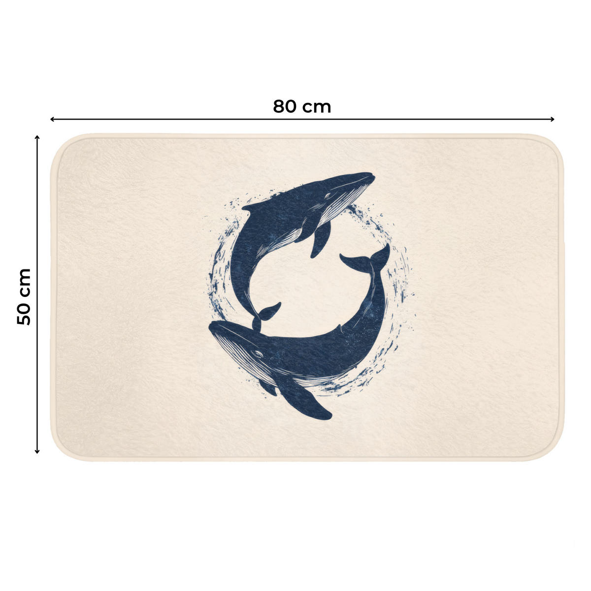 WC PŘEDLOŽKA Velryby - Stříkance - Kruh - Tmavě modrá 80x50 cm - tmavě modrá, textil/plast (80/1cm) - OnlyWow
