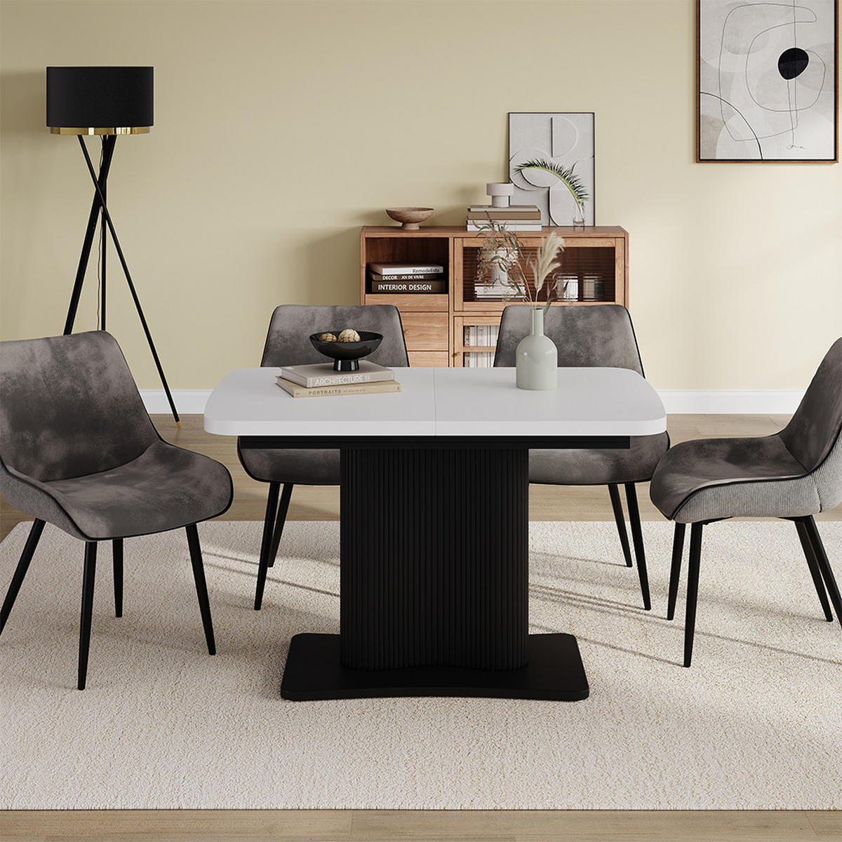 JÍDELNÍ STŮL Fenaro Bílá/černá - bílá/černá, kompozitní dřevo (80/120/77.4cm) - Vicco