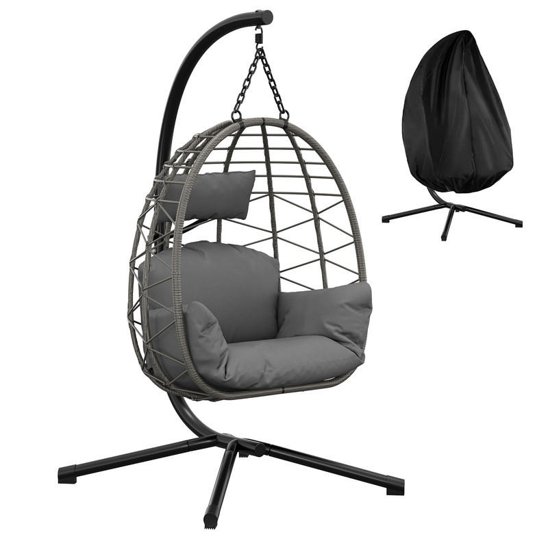 HÄNGESESSEL mit Gestell – 130 kg, wetterfest - Grau, Metall (10.5/19.6/10.5cm) - Coonoor