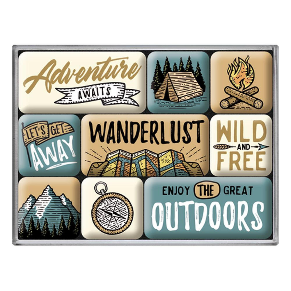 MAGNETSET 9-teilig Outdoor & Activities Outdoor Adventure - Multicolor, Metall (9/7/2cm) - Nostalgic-Art