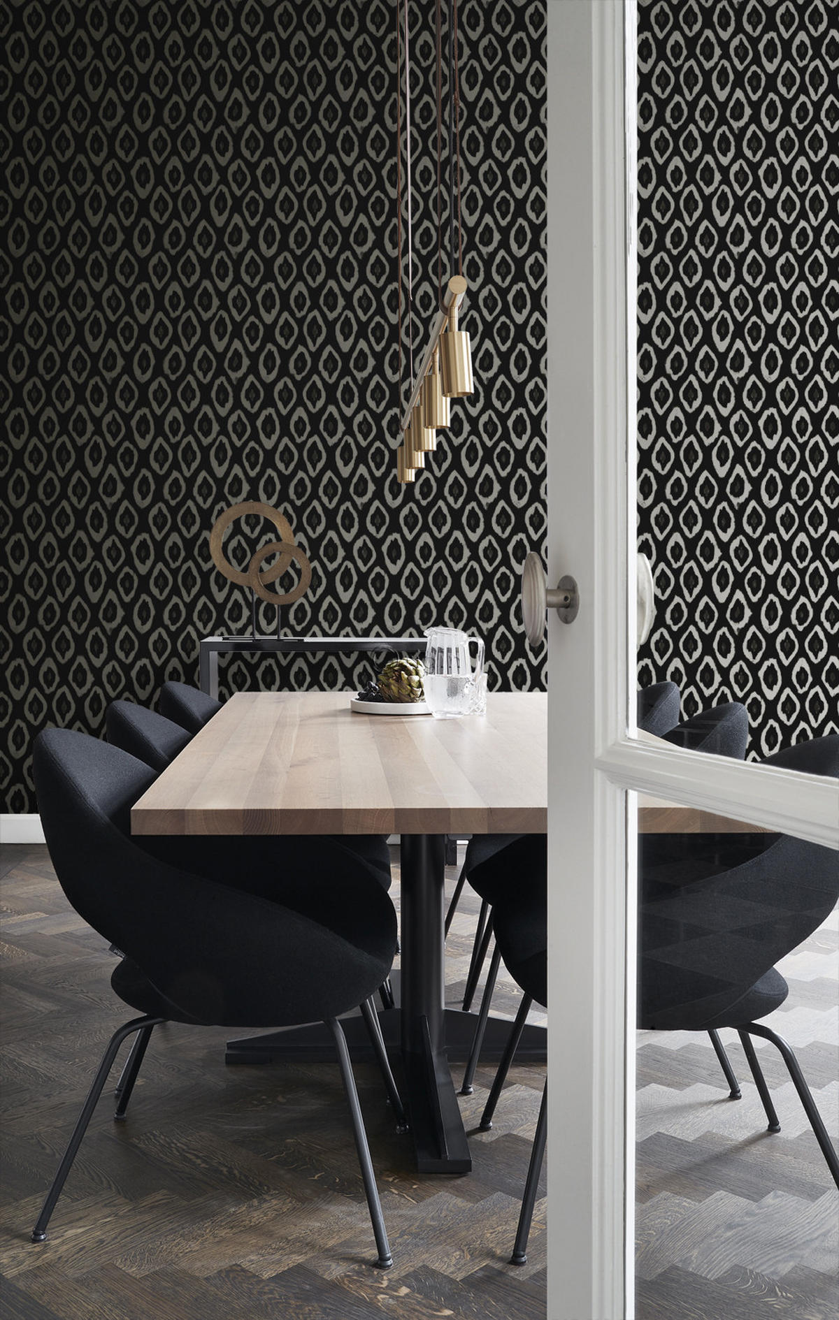 TAPETE Ikat-Motiv 53 cm x 10.05 m - Schwarz, Papier (53/1000cm) - Origin Wallcoverings