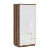 SCHRANK 2 Türen Sven Weiß und Holz - Weiß, Holzwerkstoff (94/201/57cm) - Petits-meubles