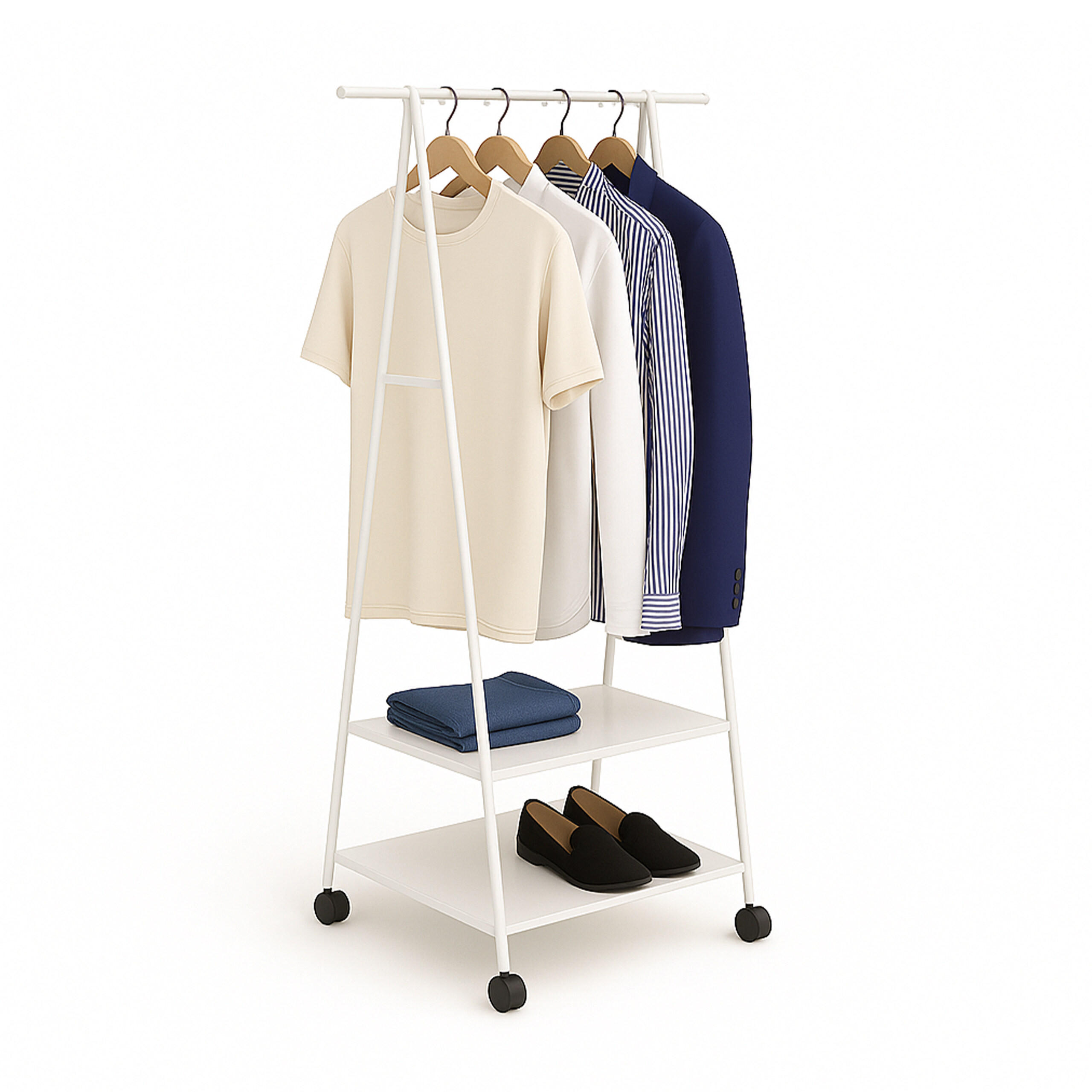 KLEIDERSTÄNDER - Weiß, Kunststoff/Textil (55/160/42cm) - Relaxdays