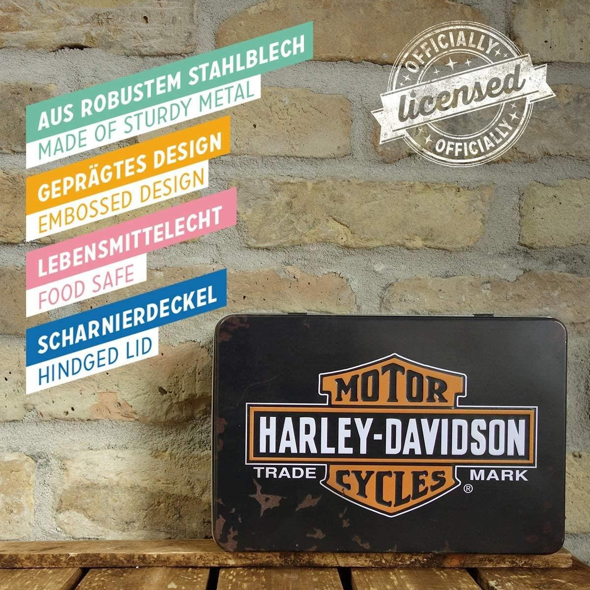 VORRATSDOSE flach Harley-Davidson Genuine - Multicolor, Metall (23/7/16cm) - Nostalgic-Art