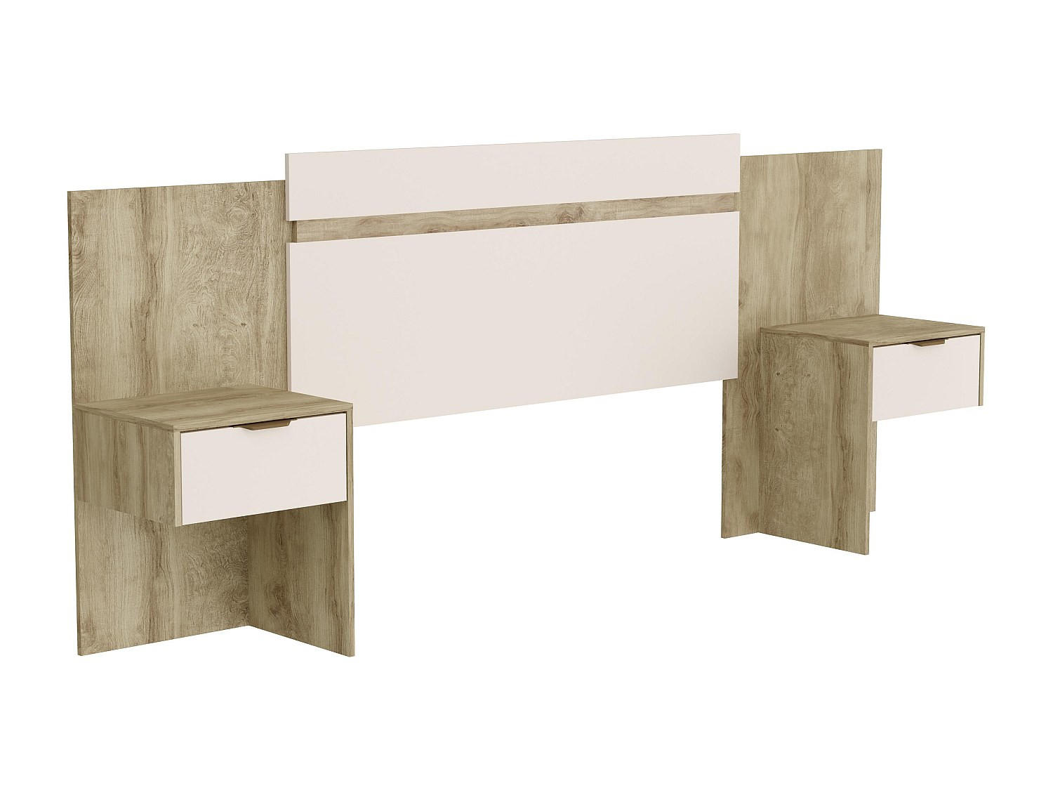 BETTKOPFTEIL ausziehbar mit integrierten Nachttischen - 140/160 cm - Naturfarben & Cremefarben - PARATI - Naturfarben, Holz (252/106/39.5cm) - Vente-Unique