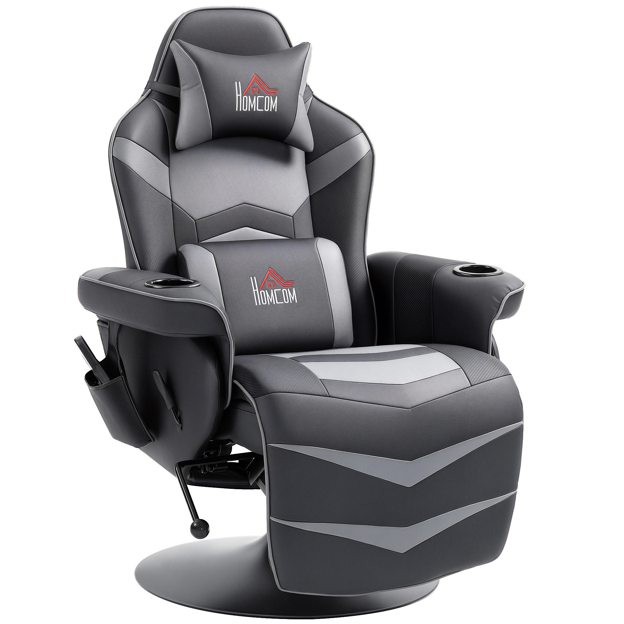 RELAXSESSEL mit Massagefunktion, Elektrisch Fernsehsessel mit Liegefunktion - Schwarz/Grau, Leder/Kunststoff (82.5/111.5/78cm) - HOMCOM